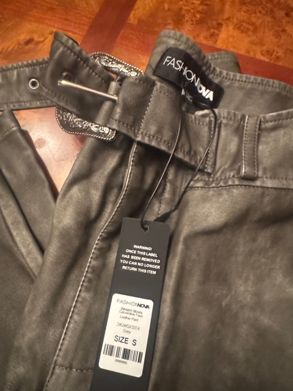 Fashion Nova Olive Green Faux Leather Moto Pants - Picture 2 of 7